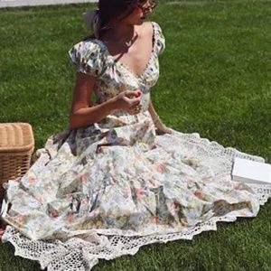 Danielle Bernstein printed poplin midi dress floral pattern